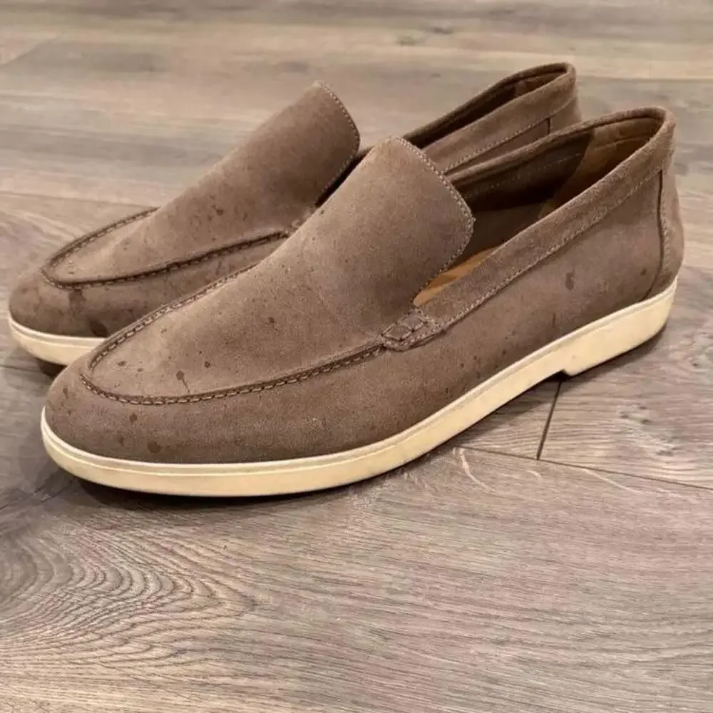 Zara Suede Slip-On Loafers Taupe Size 45